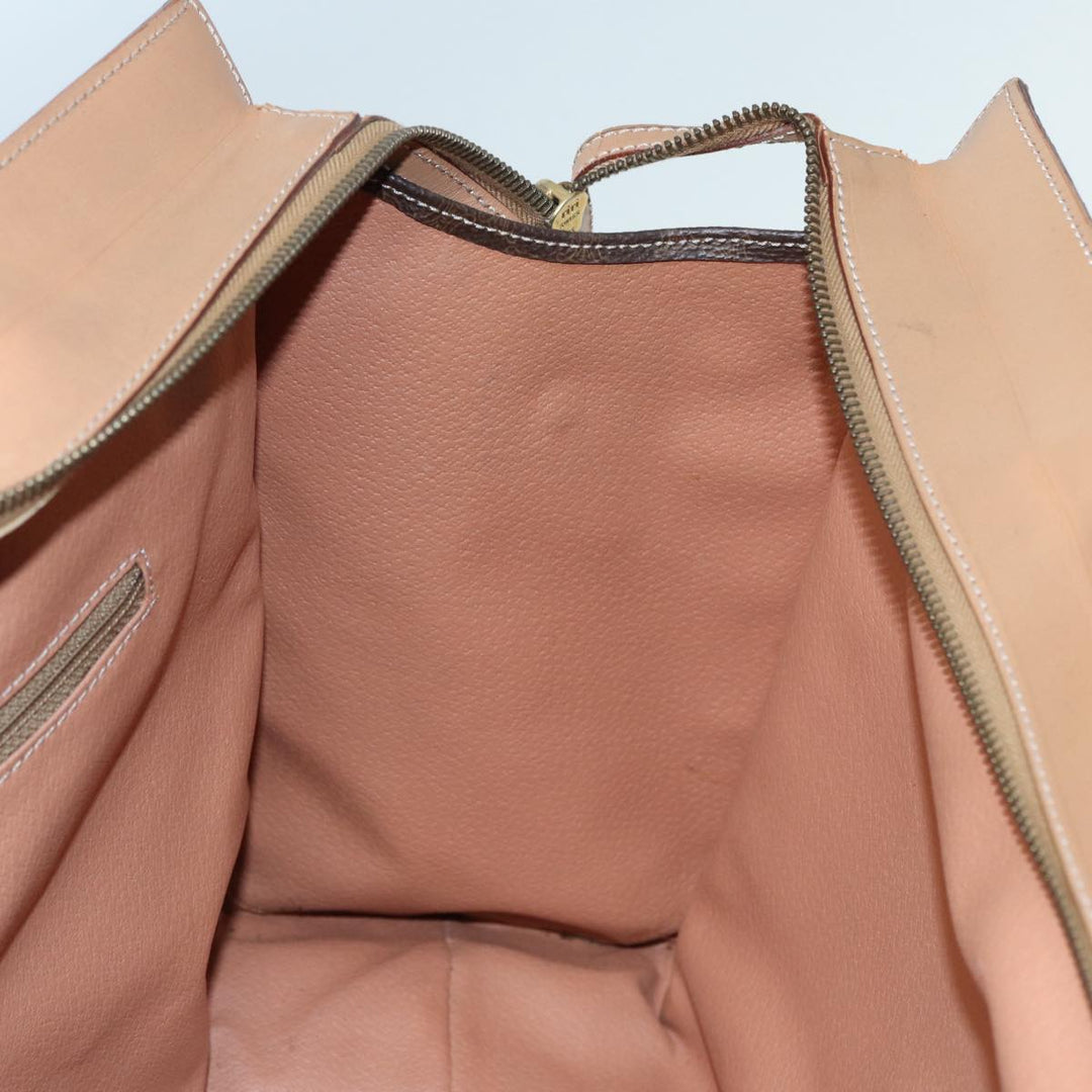 Celine Macadam Canvas Hand Bag PVC Leather Brown Gold Auth 85545