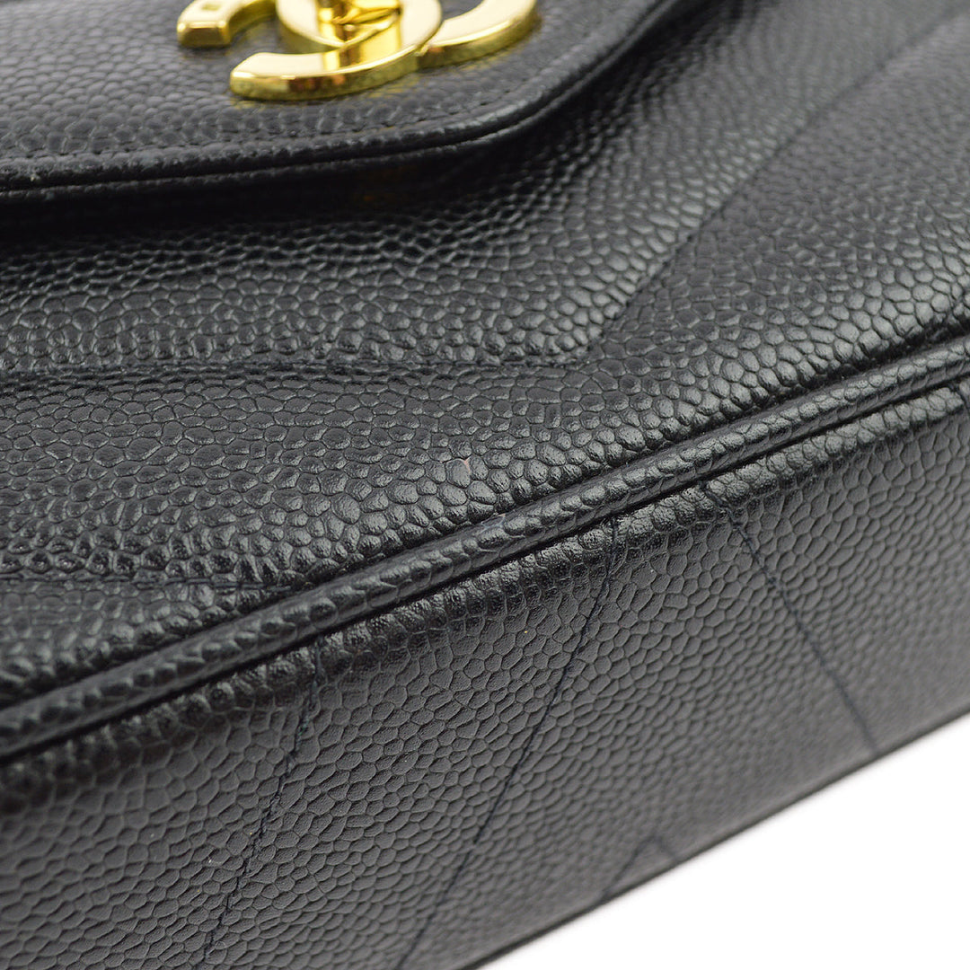 Top Quality Chanel Black Caviar V-Stitch Mini Square Shoulder Bag 17
