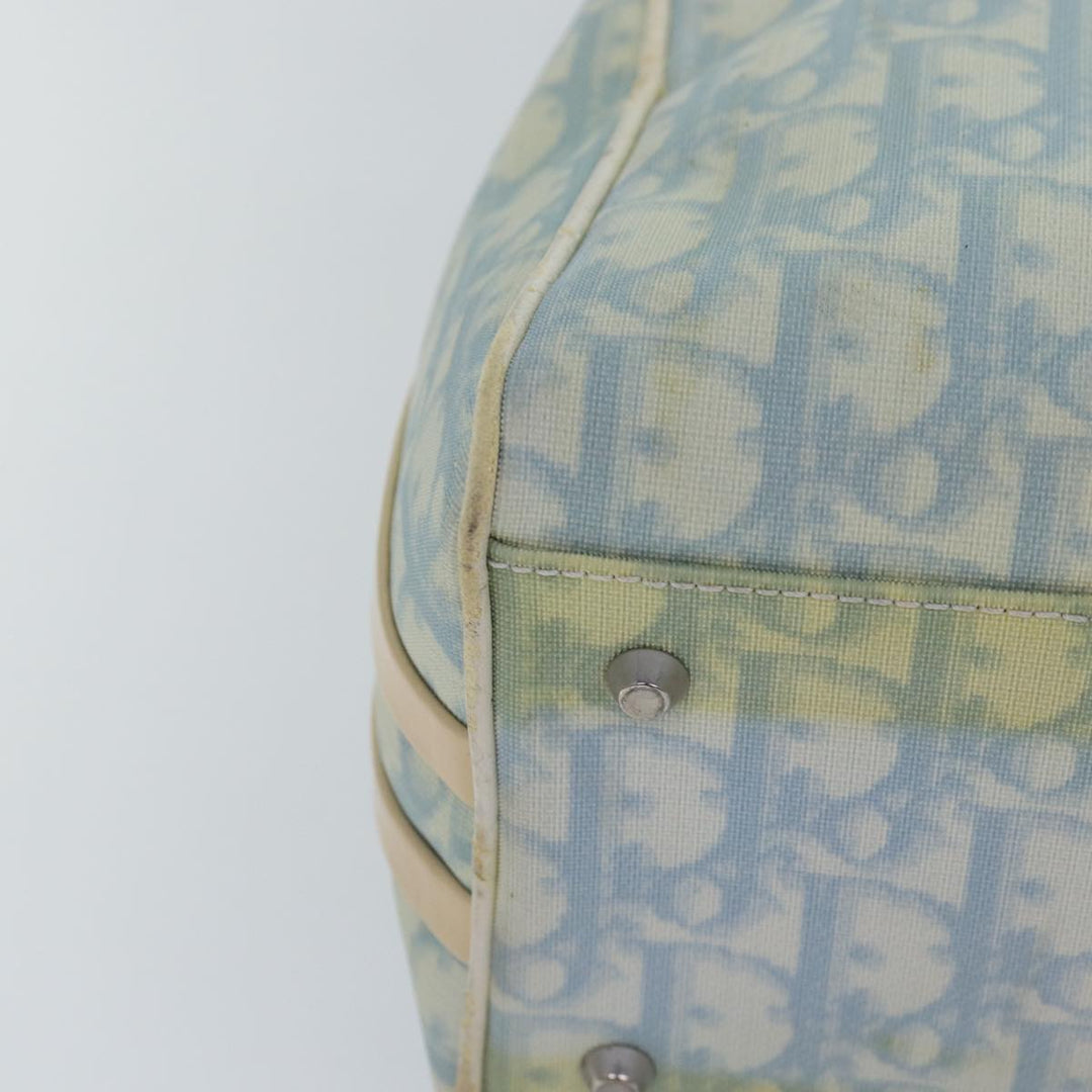 CHRISTIAN Top quality Dior Trotter Canvas Hand Bag Blue Silver Auth 85671