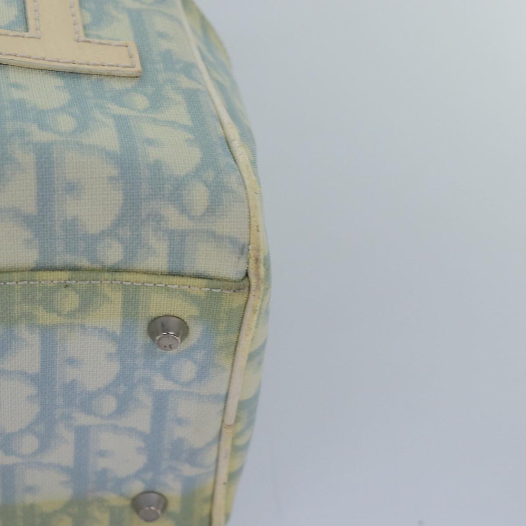 CHRISTIAN Top quality Dior Trotter Canvas Hand Bag Blue Silver Auth 85671