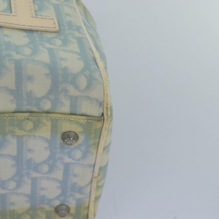 CHRISTIAN Top quality Dior Trotter Canvas Hand Bag Blue Silver Auth 85671