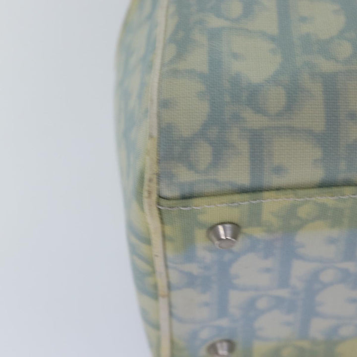 CHRISTIAN Top quality Dior Trotter Canvas Hand Bag Blue Silver Auth 85671