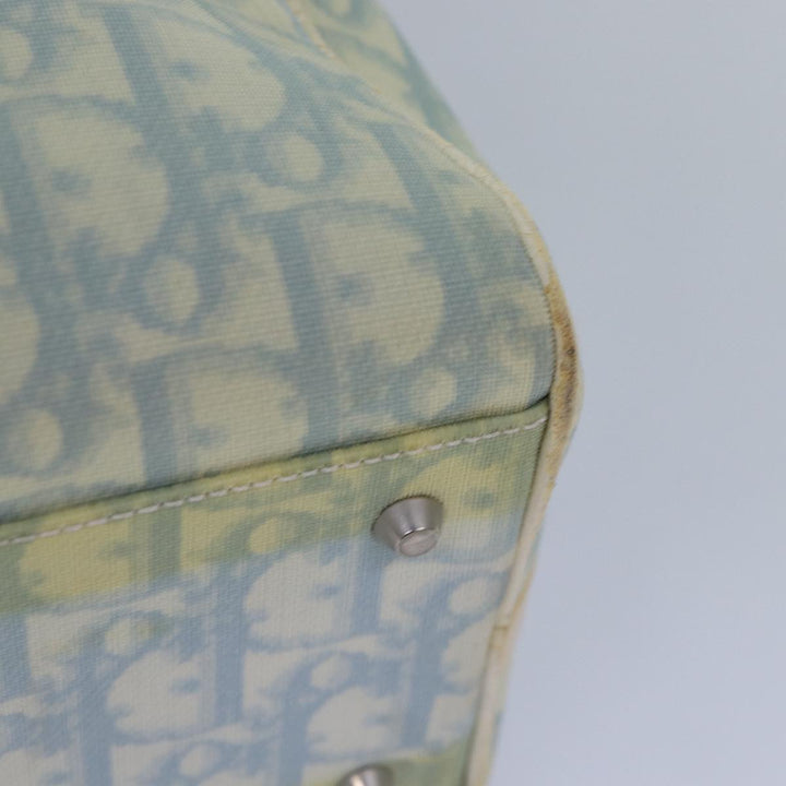 CHRISTIAN Top quality Dior Trotter Canvas Hand Bag Blue Silver Auth 85671