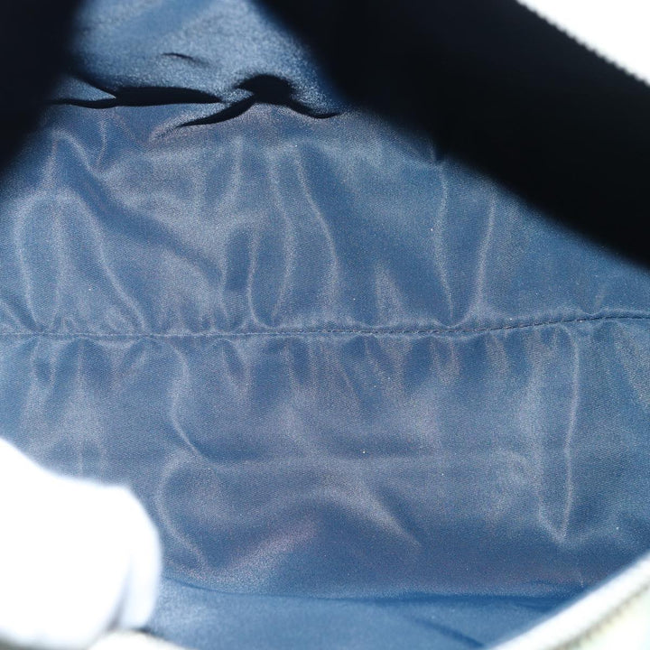 CHRISTIAN Dior Trotter Canvas Hand Bag Blue Silver Auth 85671