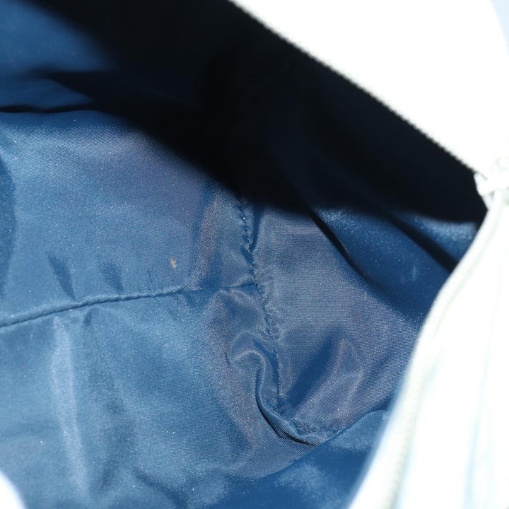 CHRISTIAN Dior Trotter Canvas Hand Bag Blue Silver Auth 85671