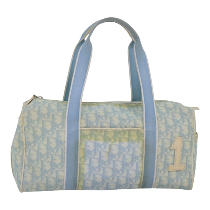 CHRISTIAN Top quality Dior Trotter Canvas Hand Bag Blue Silver Auth 85671