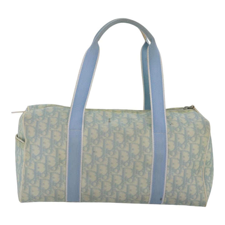 CHRISTIAN Top quality Dior Trotter Canvas Hand Bag Blue Silver Auth 85671