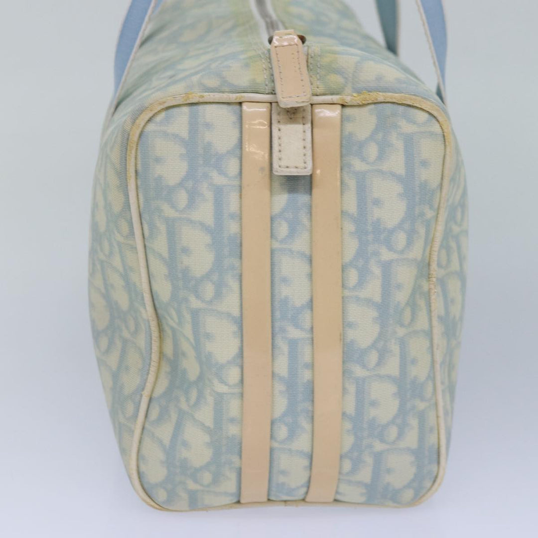 CHRISTIAN Top quality Dior Trotter Canvas Hand Bag Blue Silver Auth 85671
