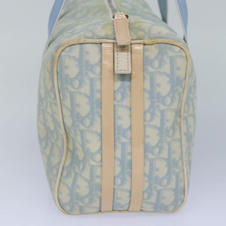 CHRISTIAN Top quality Dior Trotter Canvas Hand Bag Blue Silver Auth 85671