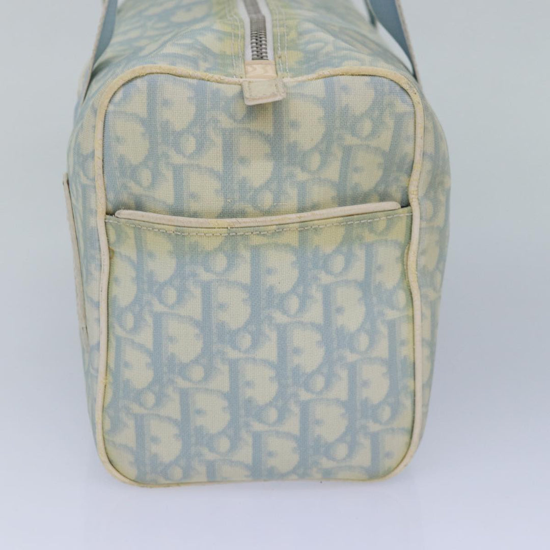 CHRISTIAN Top quality Dior Trotter Canvas Hand Bag Blue Silver Auth 85671