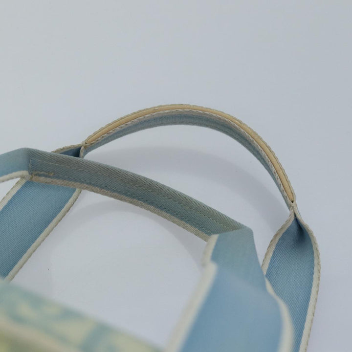 CHRISTIAN Dior Trotter Canvas Hand Bag Blue Silver Auth 85671
