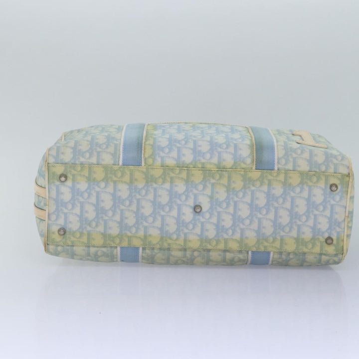 CHRISTIAN Top quality Dior Trotter Canvas Hand Bag Blue Silver Auth 85671