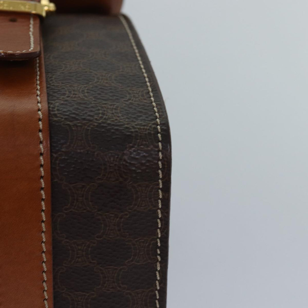 Celine Macadam Canvas Shoulder Bag PVC Leather Brown Gold Auth 85679