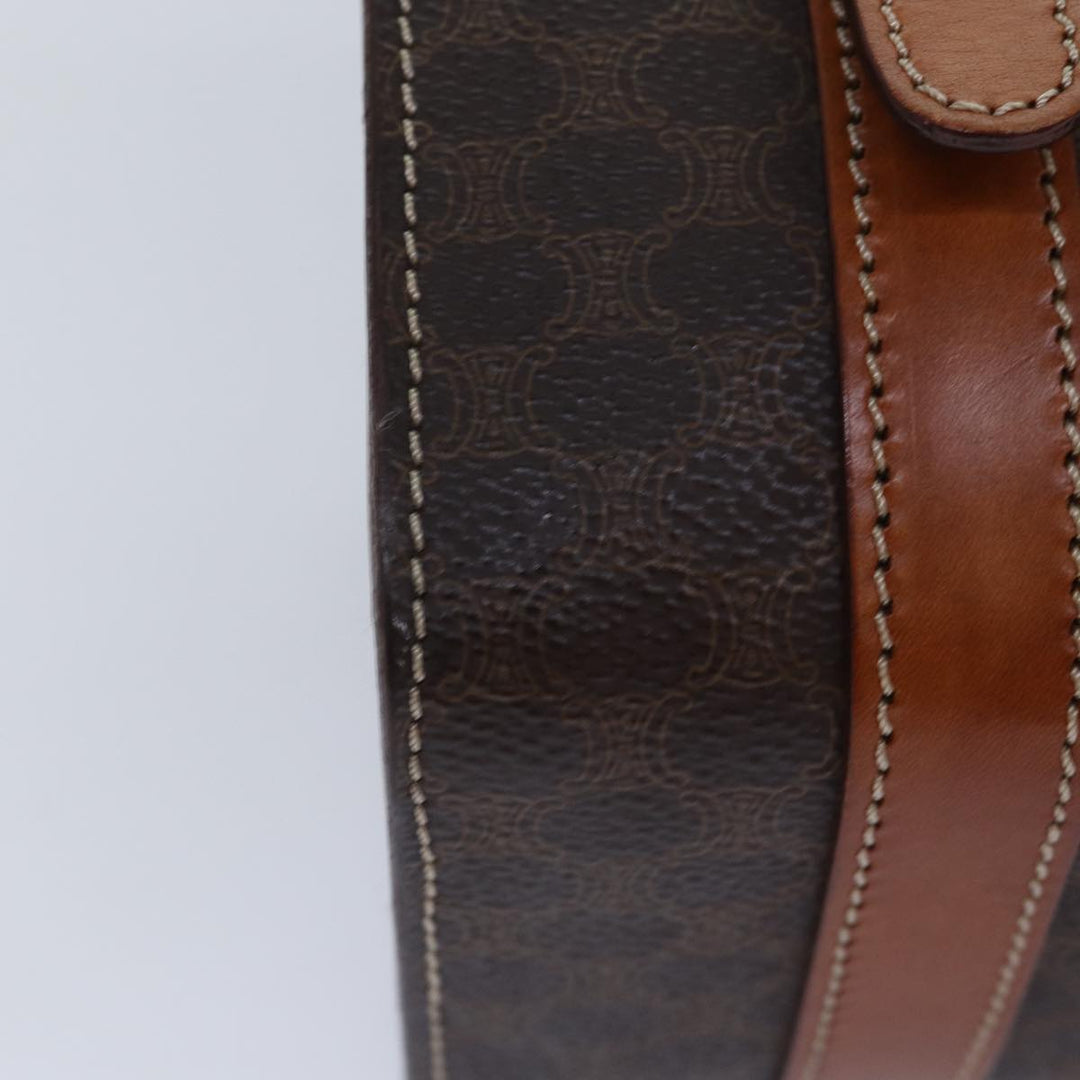 Celine Macadam Canvas Shoulder Bag PVC Leather Brown Gold Auth 85679