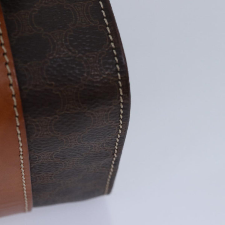 Celine Macadam Canvas Shoulder Bag PVC Leather Brown Gold Auth 85679