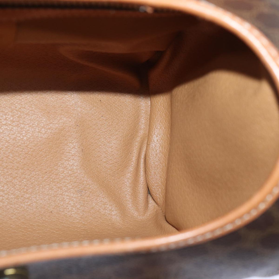 Celine Macadam Canvas Shoulder Bag PVC Leather Brown Gold Auth 85679