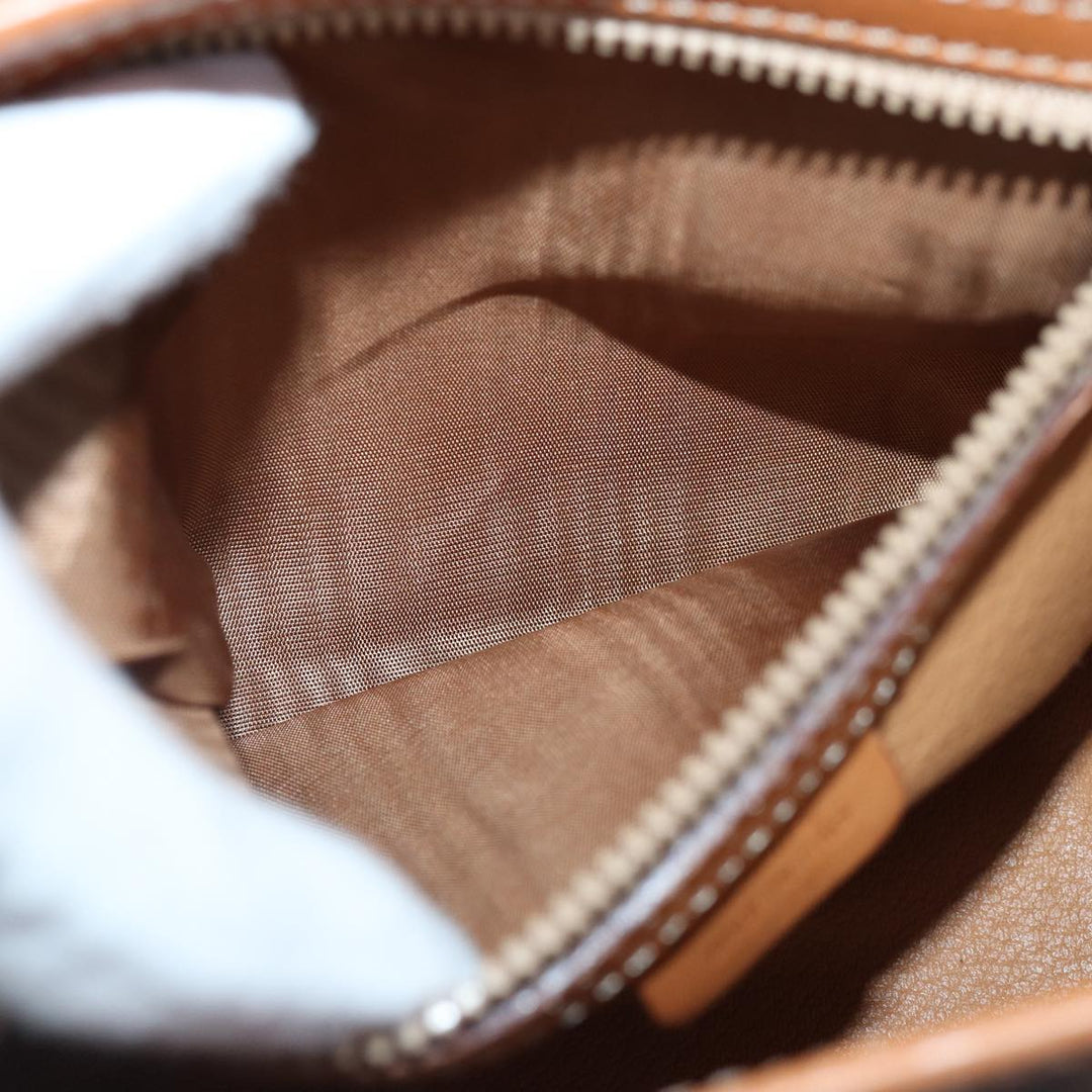 Celine Macadam Canvas Shoulder Bag PVC Leather Brown Gold Auth 85679
