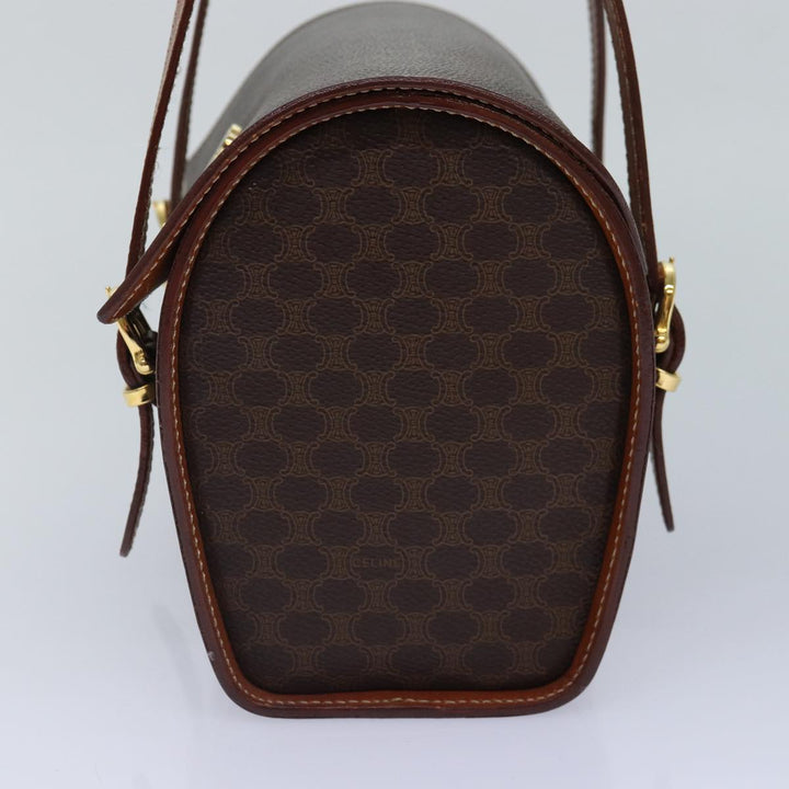 Celine Macadam Canvas Shoulder Bag PVC Leather Brown Gold Auth 85679