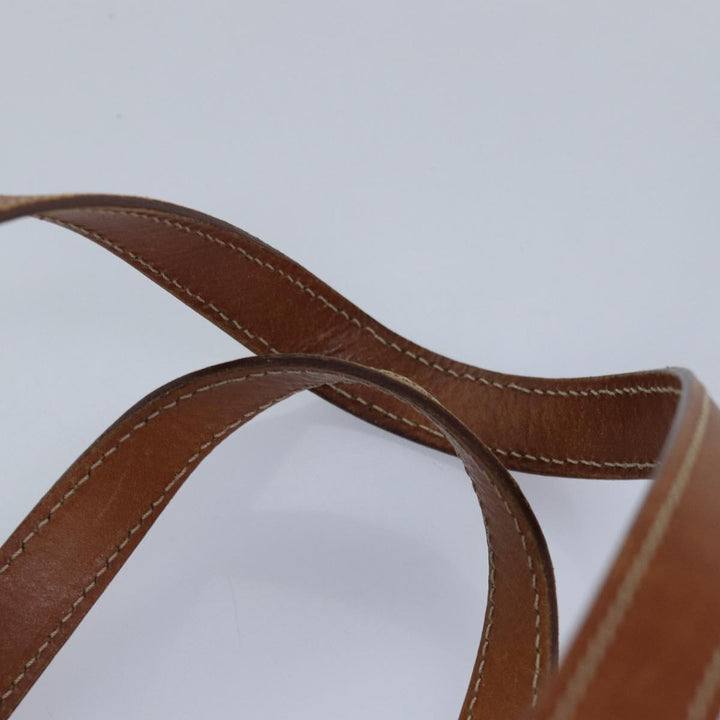 Celine Macadam Canvas Shoulder Bag PVC Leather Brown Gold Auth 85679