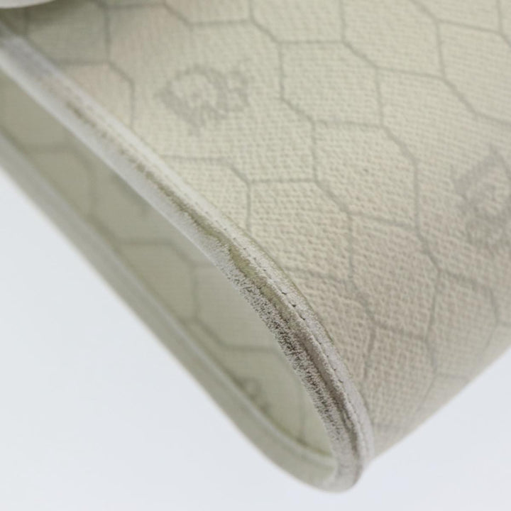 CHRISTIAN Top quality Dior Honeycomb Canvas Shoulder Bag PVC Leather White Gold Auth 85684