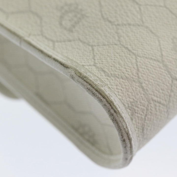 CHRISTIAN Top quality Dior Honeycomb Canvas Shoulder Bag PVC Leather White Gold Auth 85684