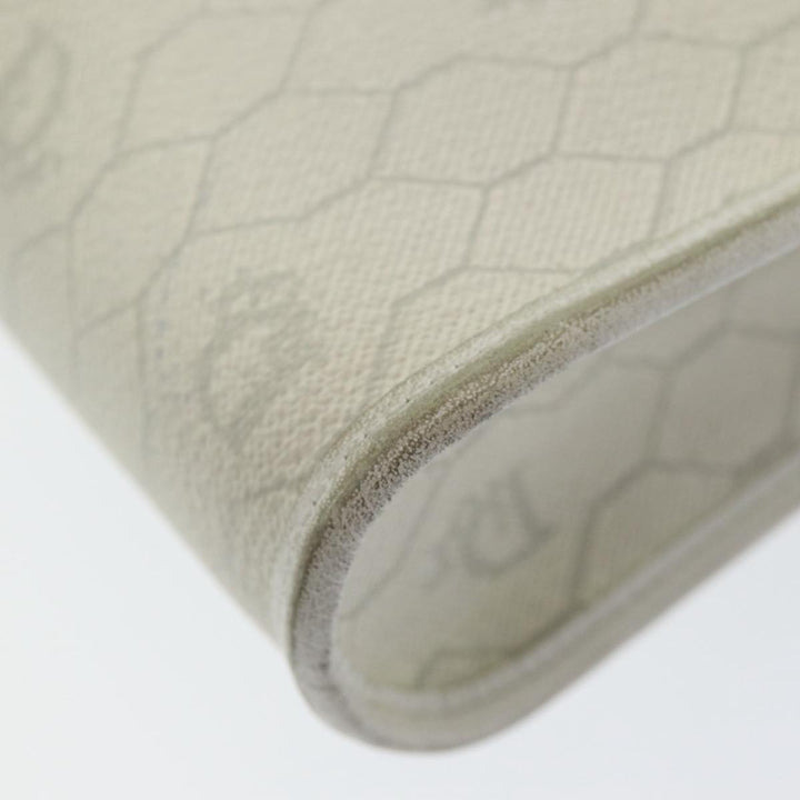 CHRISTIAN Top quality Dior Honeycomb Canvas Shoulder Bag PVC Leather White Gold Auth 85684