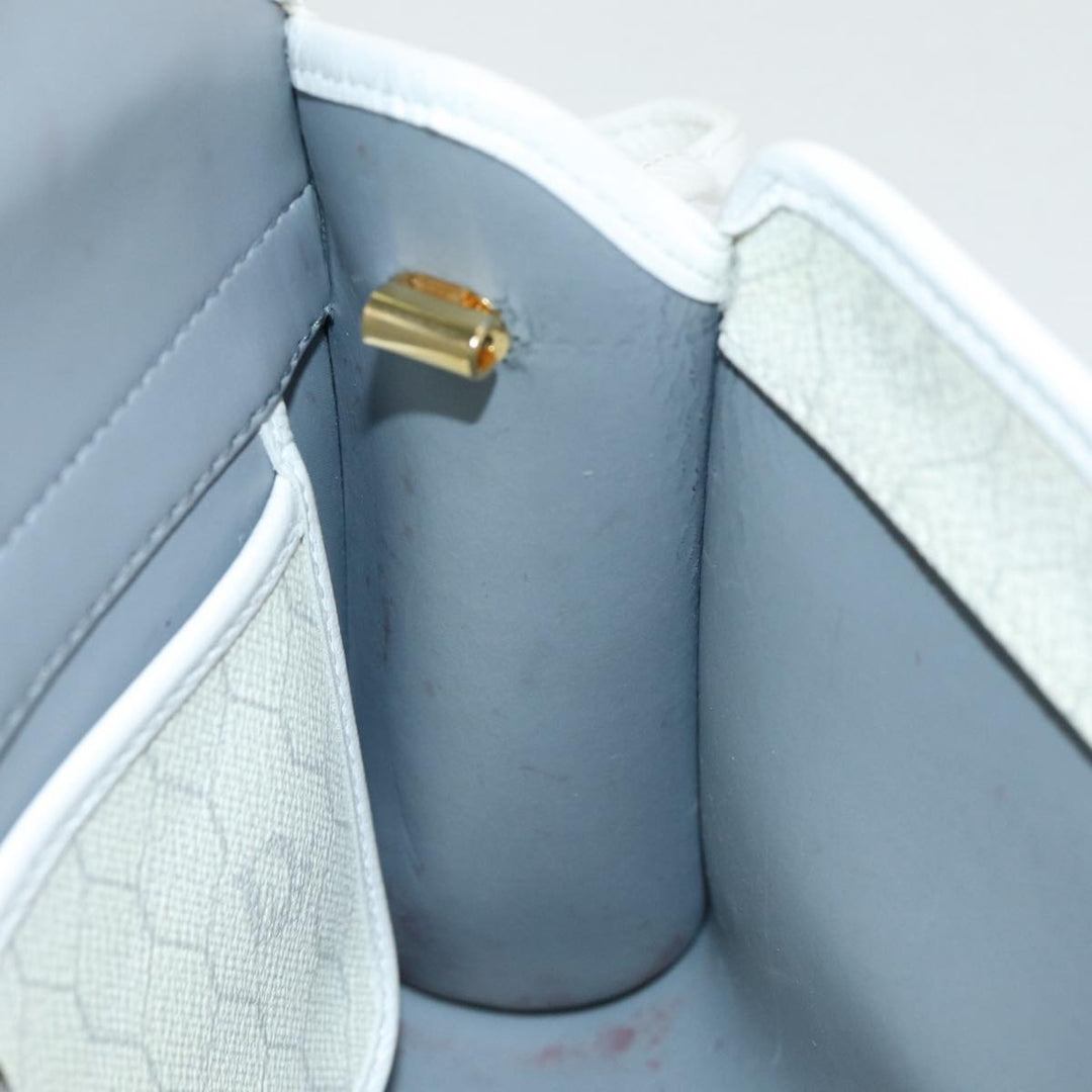 CHRISTIAN Top quality Dior Honeycomb Canvas Shoulder Bag PVC Leather White Gold Auth 85684
