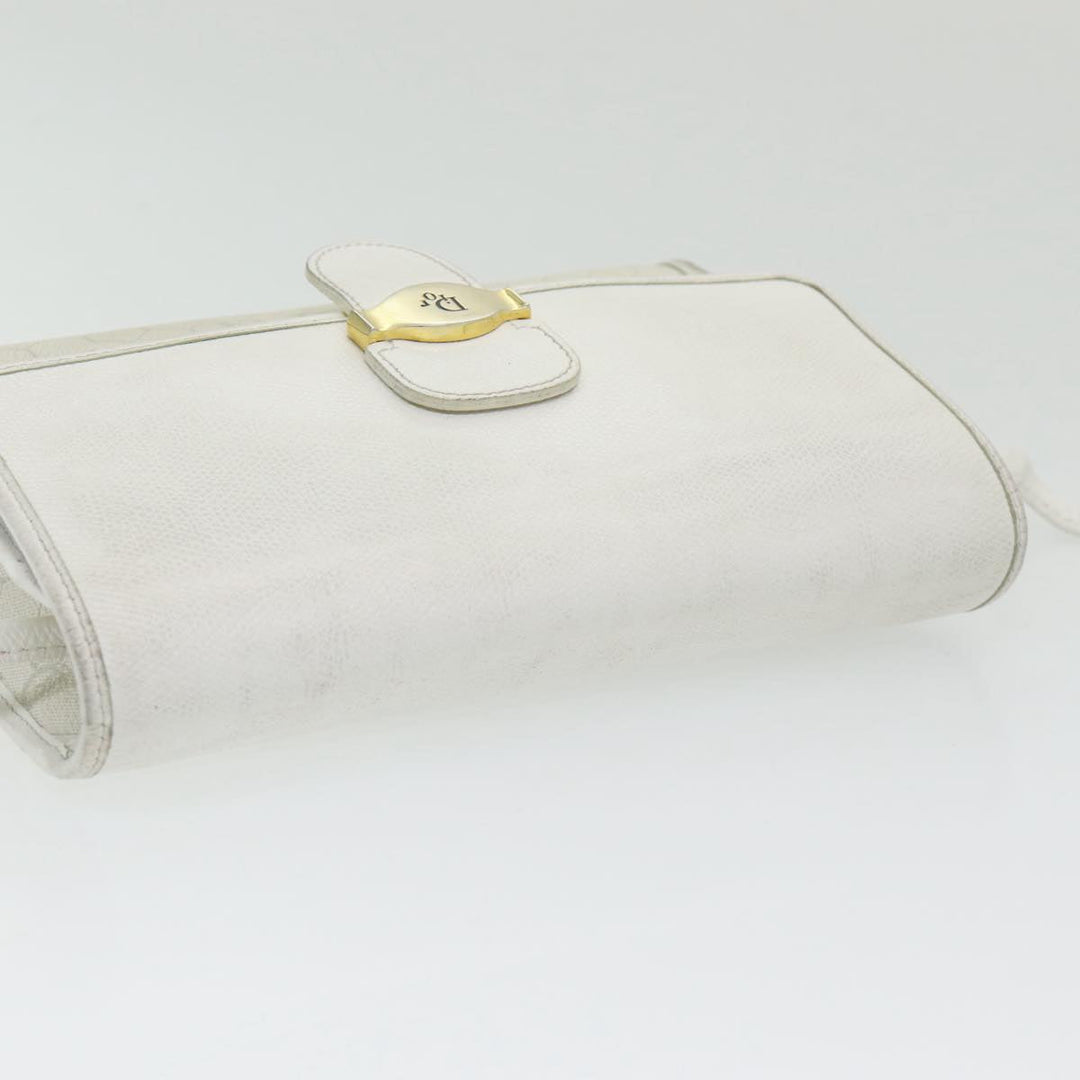 CHRISTIAN Top quality Dior Honeycomb Canvas Shoulder Bag PVC Leather White Gold Auth 85684