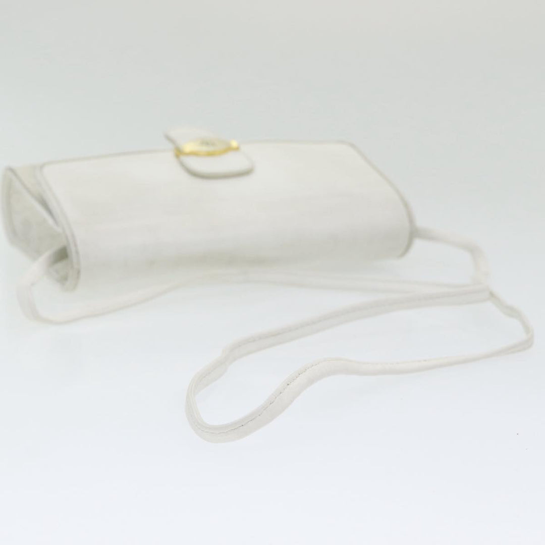 CHRISTIAN Top quality Dior Honeycomb Canvas Shoulder Bag PVC Leather White Gold Auth 85684