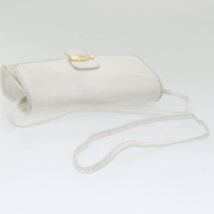 CHRISTIAN Top quality Dior Honeycomb Canvas Shoulder Bag PVC Leather White Gold Auth 85684