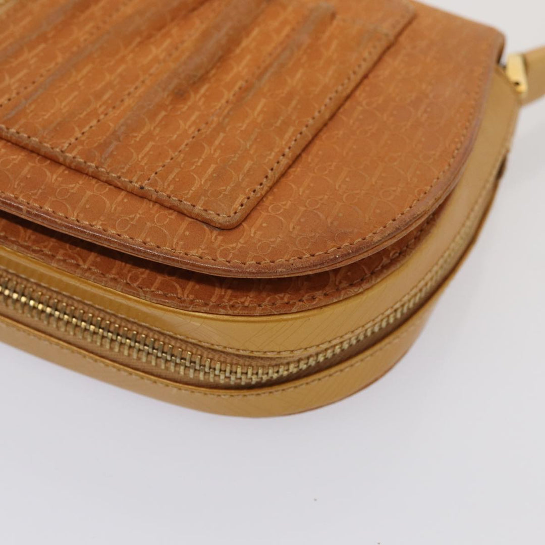 CHRISTIAN Top quality Dior Trotter Canvas Shoulder Bag Brown Gold Auth 85686