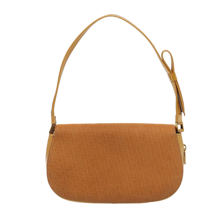 CHRISTIAN Top quality Dior Trotter Canvas Shoulder Bag Brown Gold Auth 85686