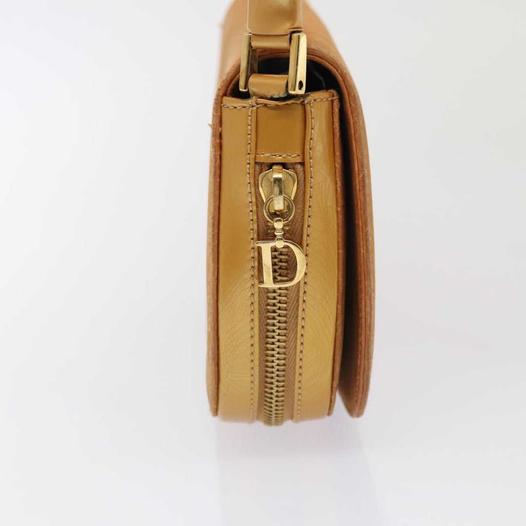 CHRISTIAN Top quality Dior Trotter Canvas Shoulder Bag Brown Gold Auth 85686