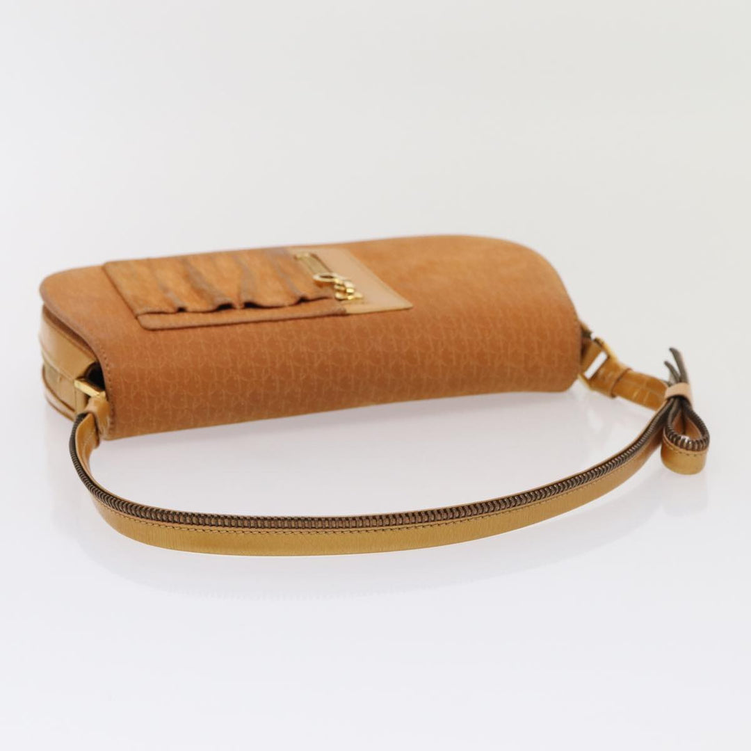CHRISTIAN Top quality Dior Trotter Canvas Shoulder Bag Brown Gold Auth 85686