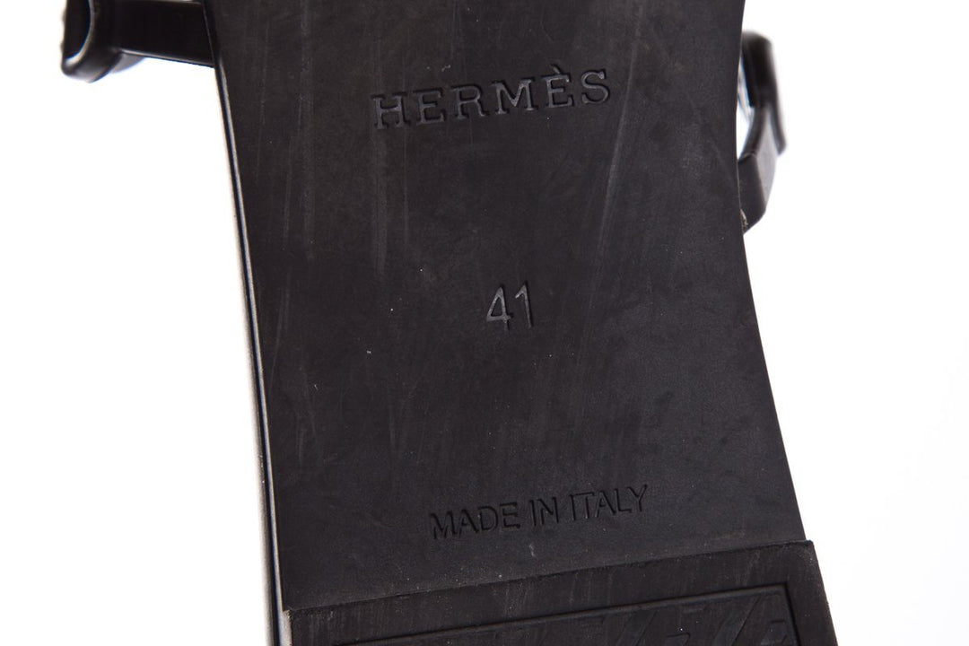 Hermès Black Rivage Chaîne d'Ancre Insignia Rubber Sandals SZ 41