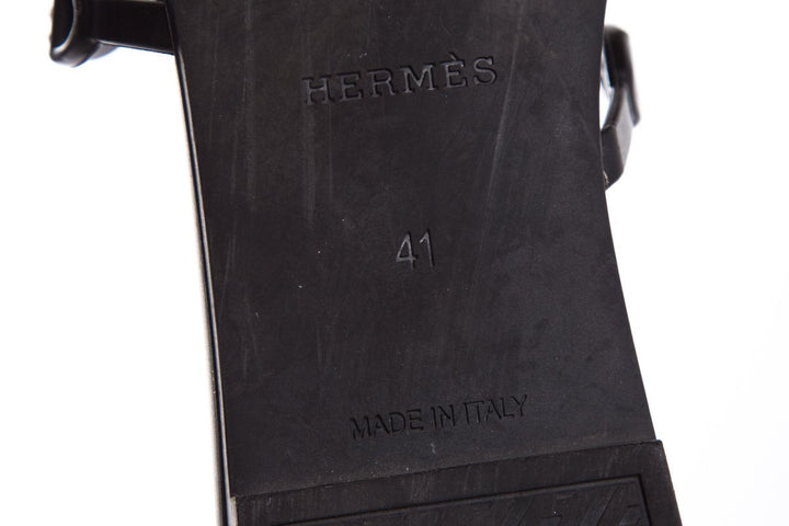 Hermès Black Rivage Chaîne d'Ancre Insignia Rubber Sandals SZ 41