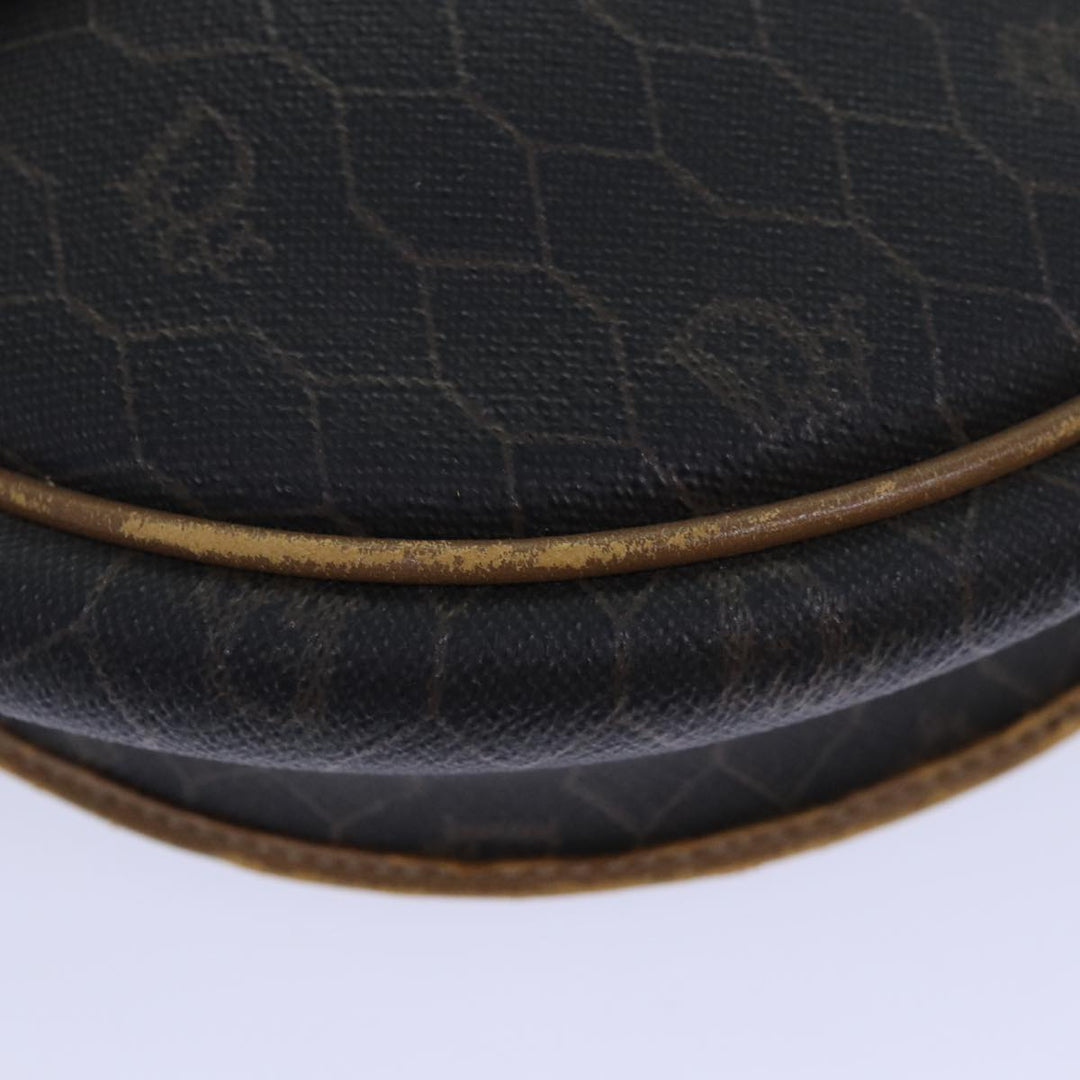 CHRISTIAN Top quality Dior Honeycomb Canvas Shoulder Bag PVC Leather Brown Silver Auth 85690