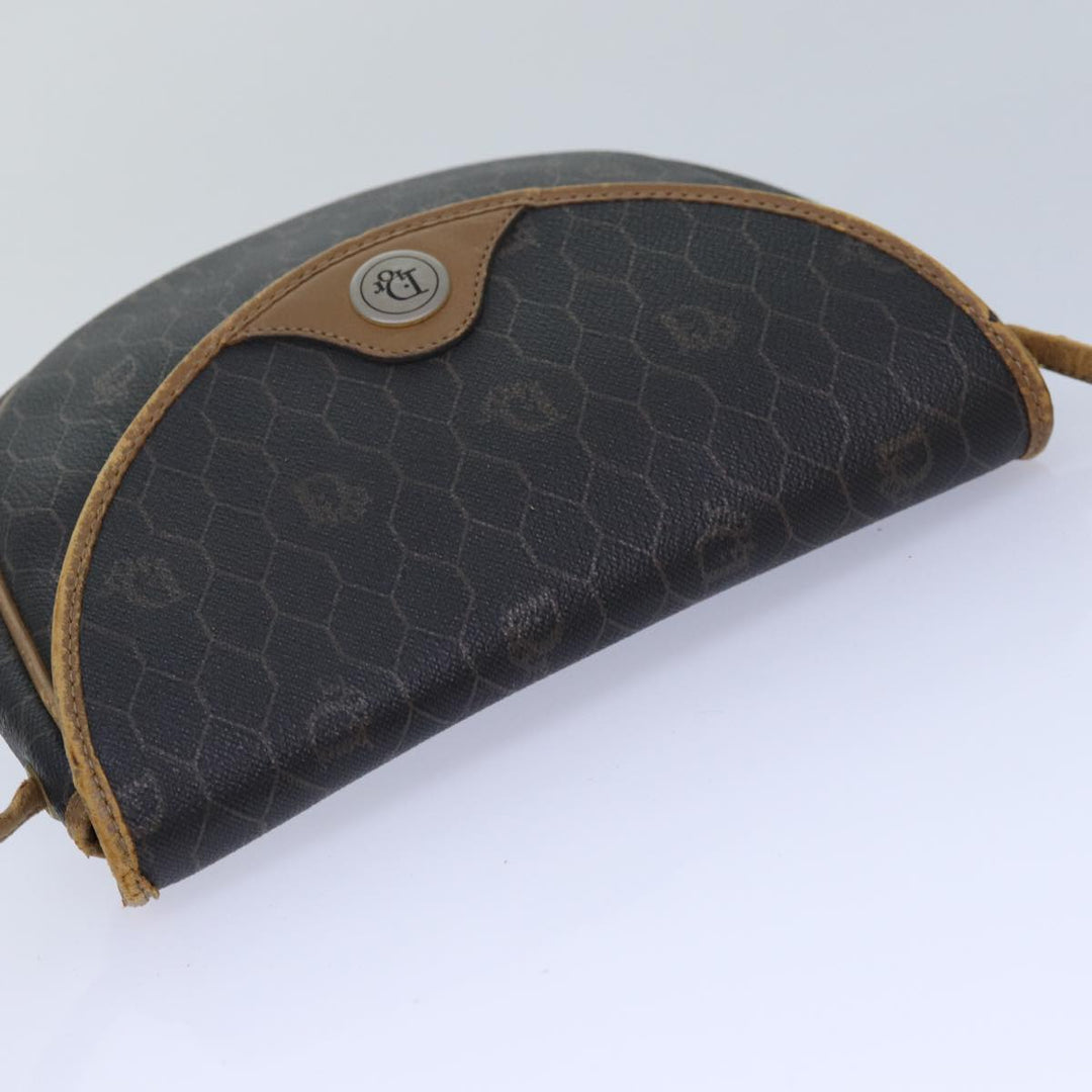 CHRISTIAN Top quality Dior Honeycomb Canvas Shoulder Bag PVC Leather Brown Silver Auth 85690