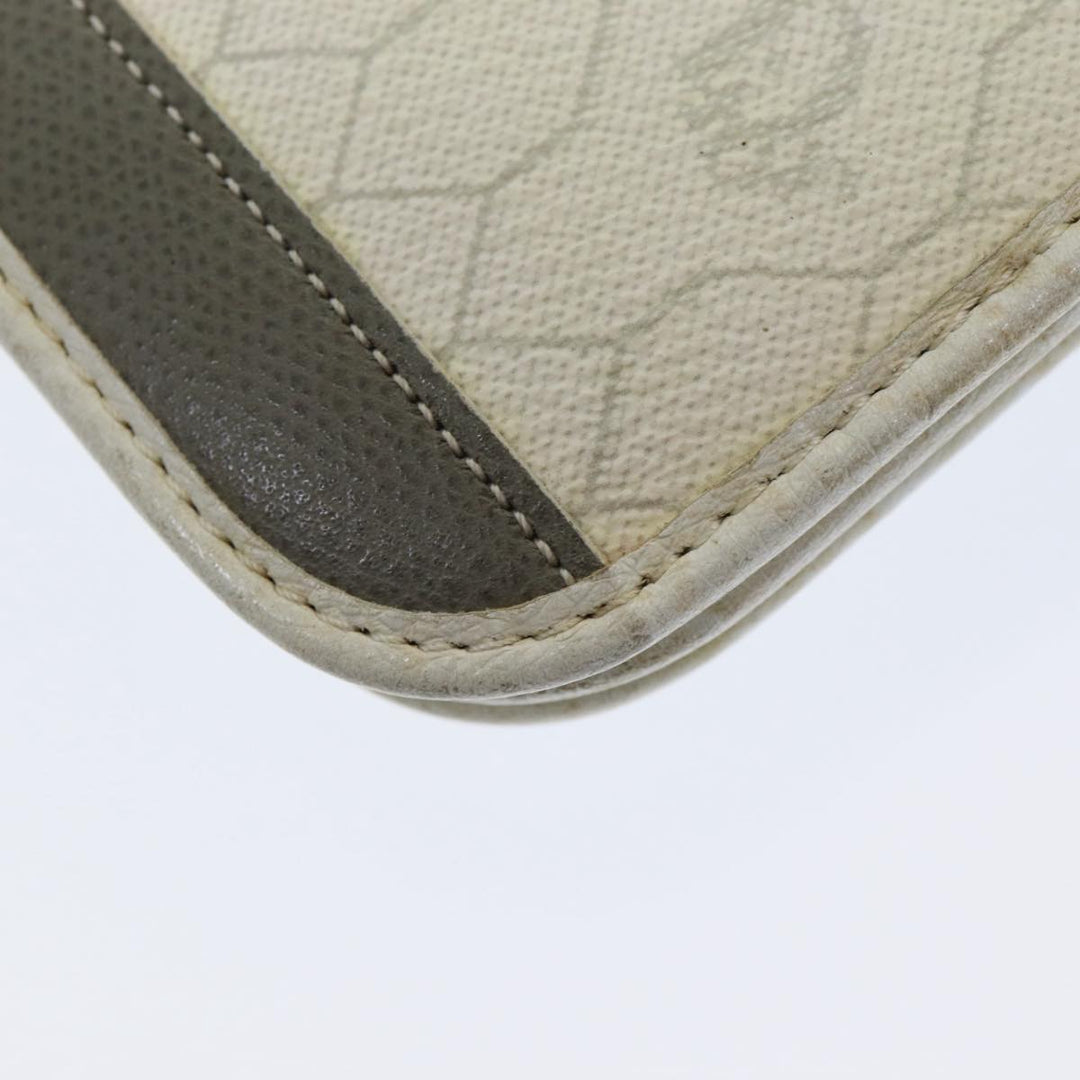 CHRISTIAN Top quality Dior Honeycomb Canvas Shoulder Bag PVC Leather White Gold Auth 85691