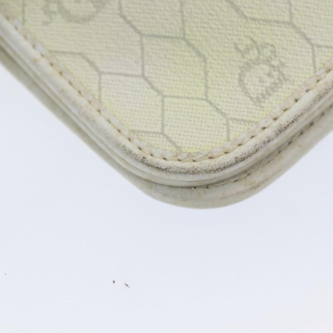 CHRISTIAN Top quality Dior Honeycomb Canvas Shoulder Bag PVC Leather White Gold Auth 85691