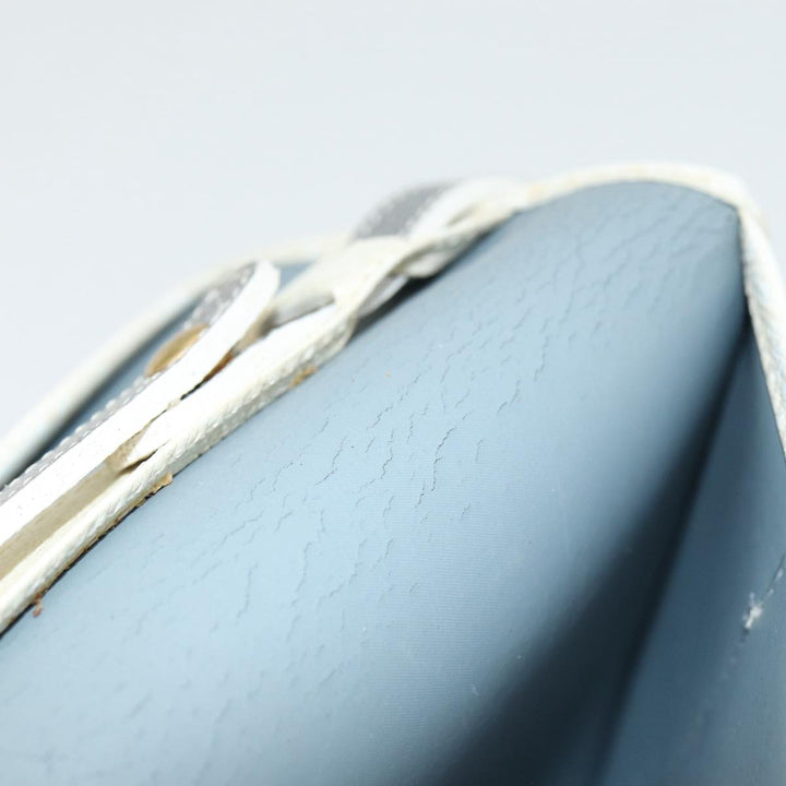 CHRISTIAN Top quality Dior Honeycomb Canvas Shoulder Bag PVC Leather White Gold Auth 85691
