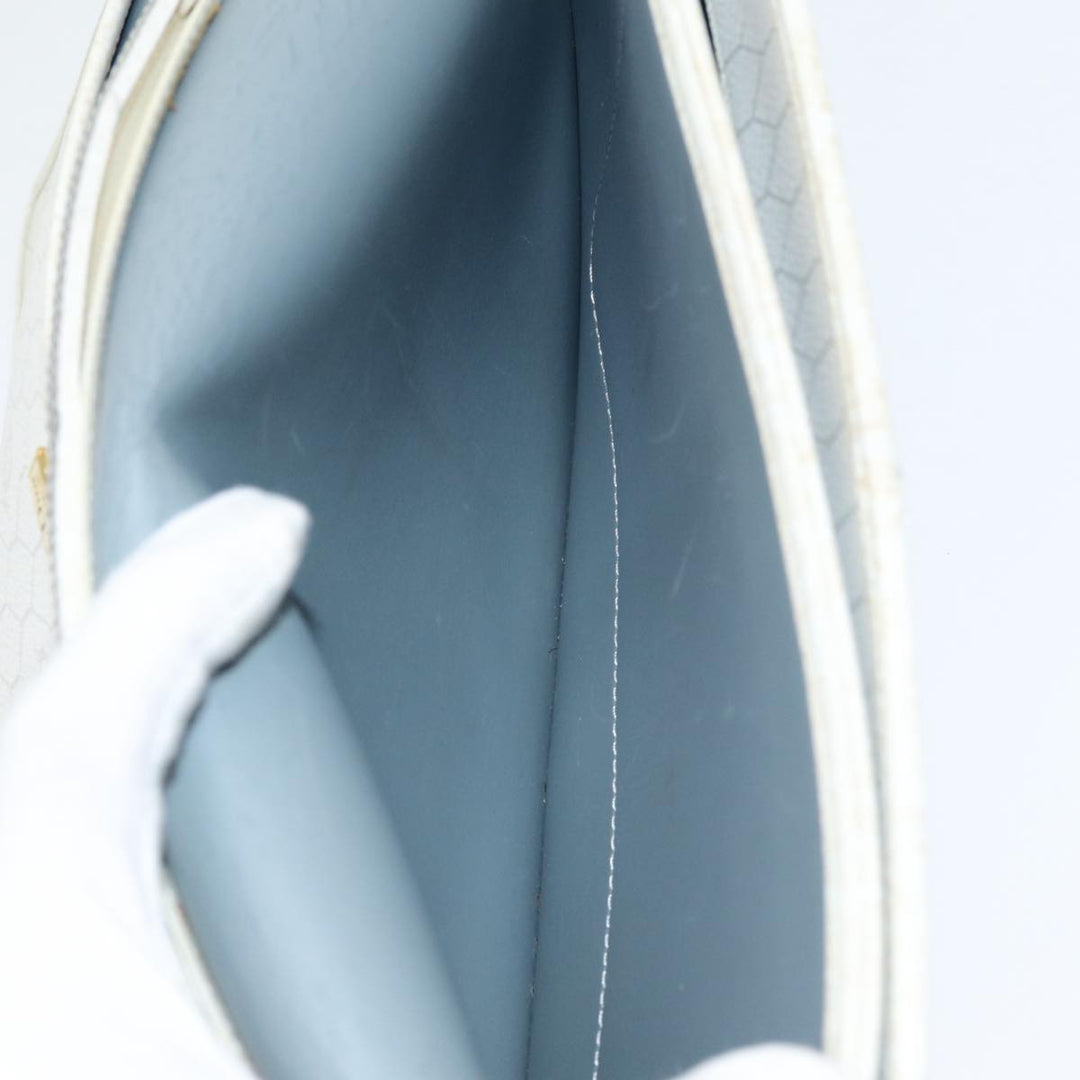 CHRISTIAN Top quality Dior Honeycomb Canvas Shoulder Bag PVC Leather White Gold Auth 85691