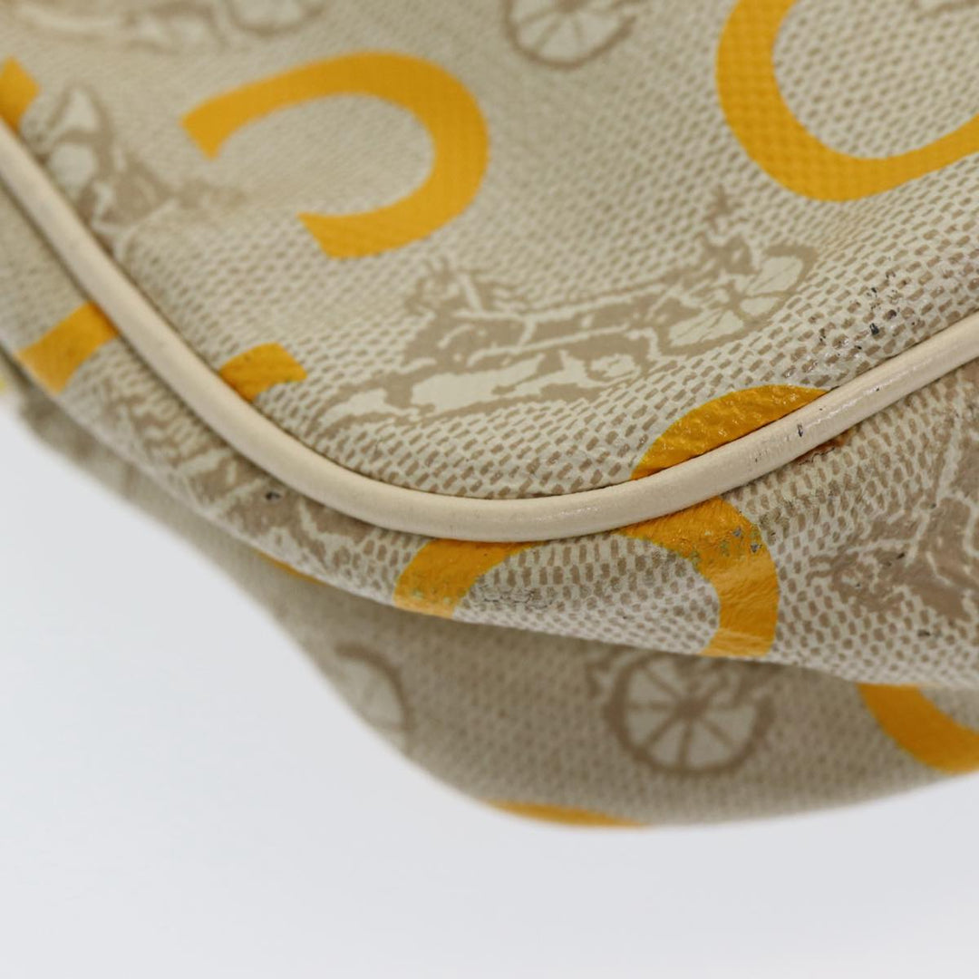 Celine C Sulky Hand Bag Coated Canvas Silver Beige Auth 85696