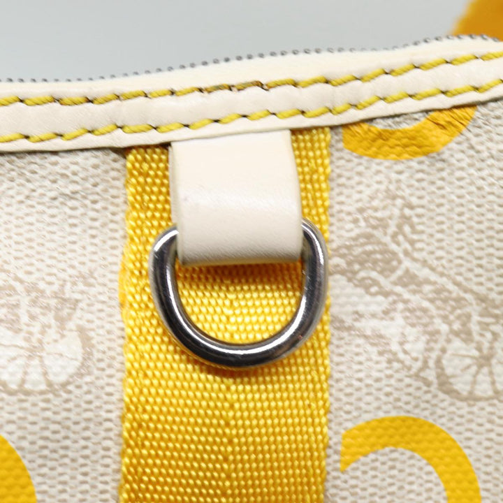Celine C Sulky Hand Bag Coated Canvas Silver Beige Auth 85696