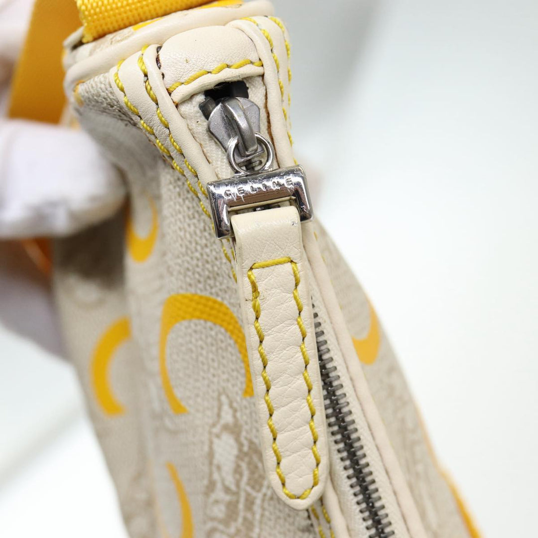 Celine C Sulky Hand Bag Coated Canvas Silver Beige Auth 85696