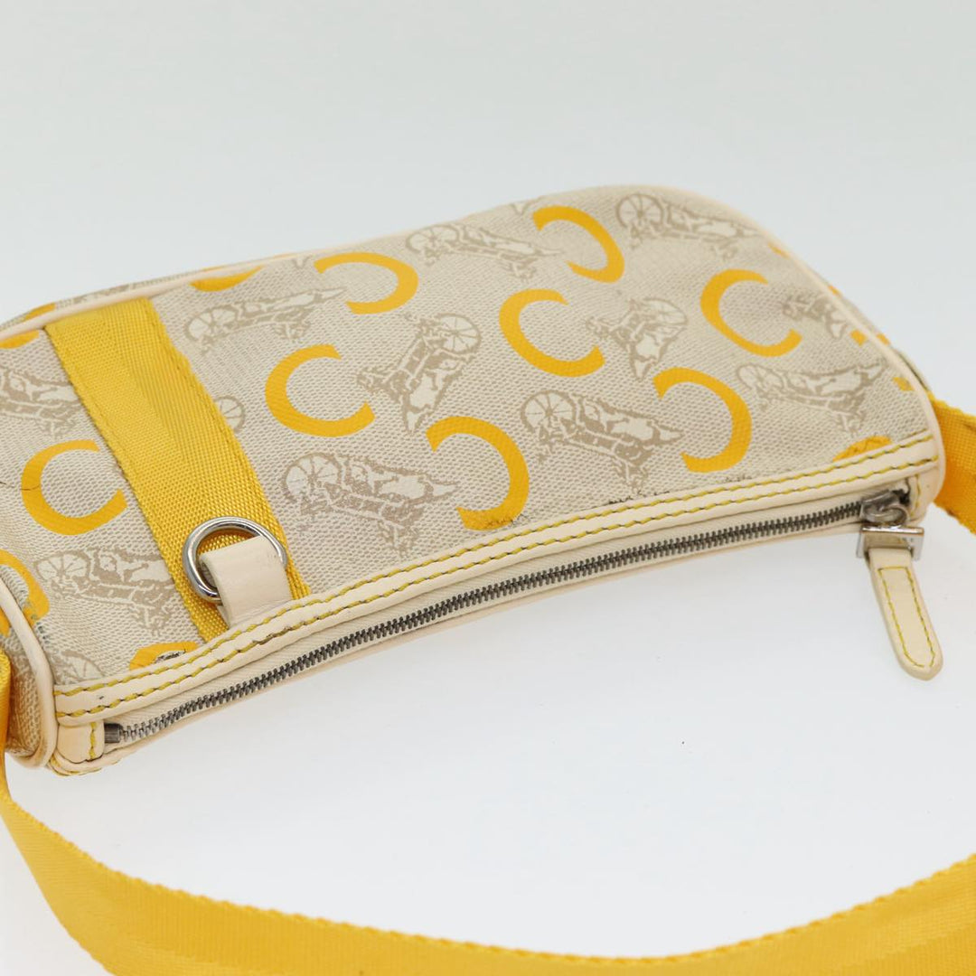 Celine C Sulky Hand Bag Coated Canvas Silver Beige Auth 85696