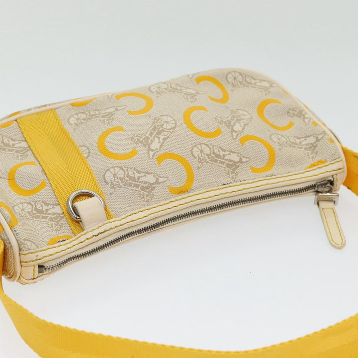 Celine C Sulky Hand Bag Coated Canvas Silver Beige Auth 85696