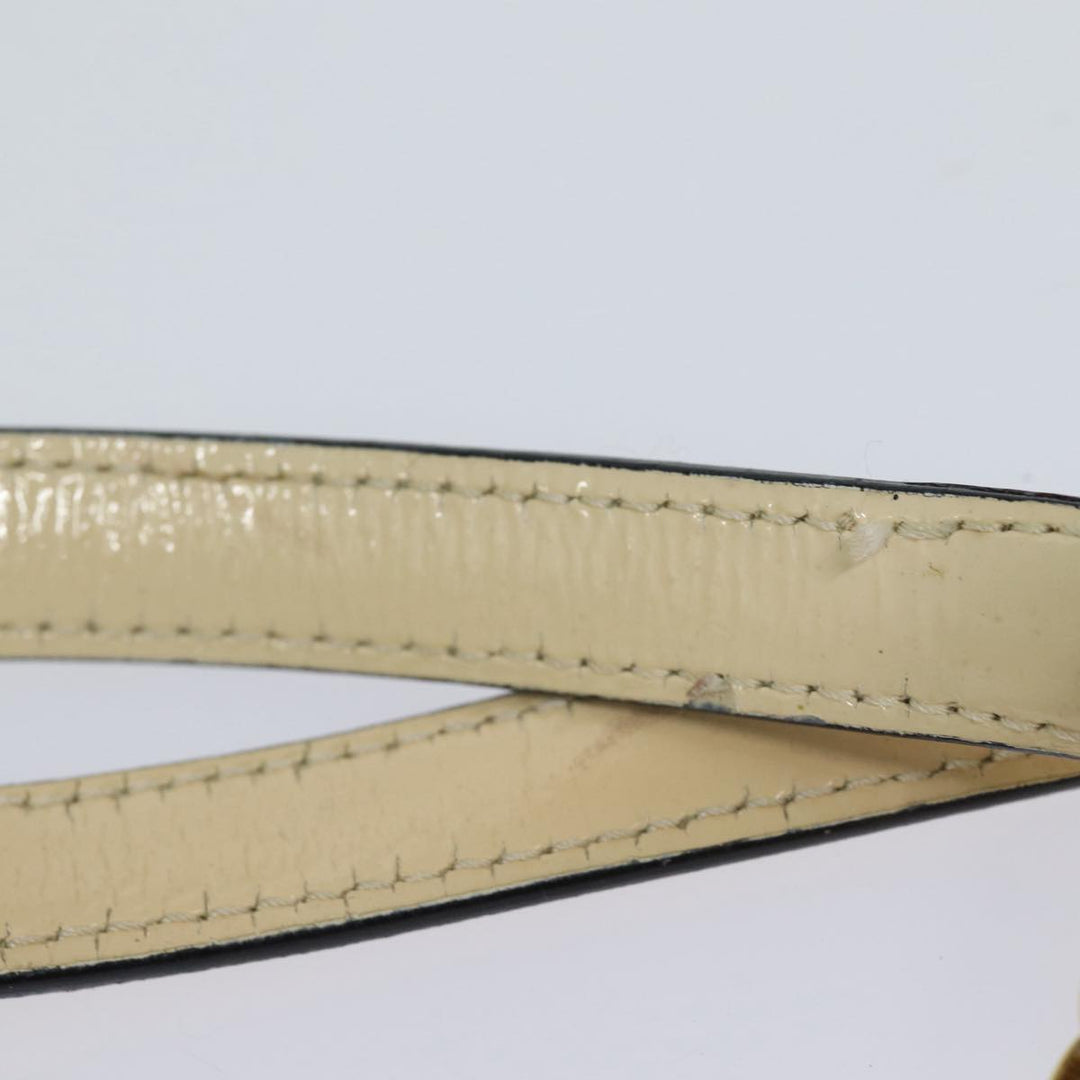 Celine Chain Shoulder Bag Enamel Beige Gold Auth 85699