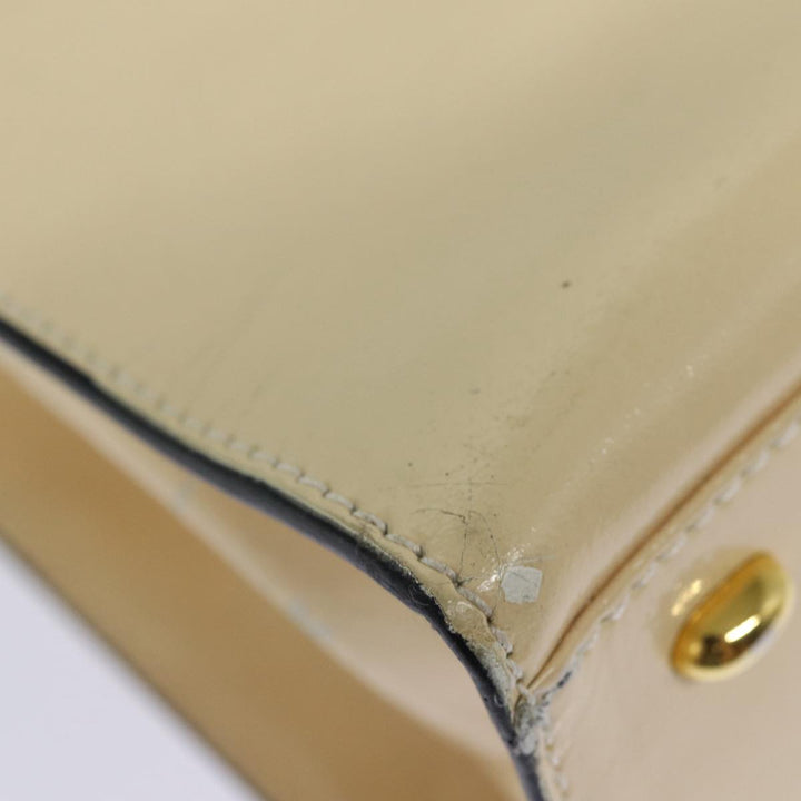 Celine Chain Shoulder Bag Enamel Beige Gold Auth 85699