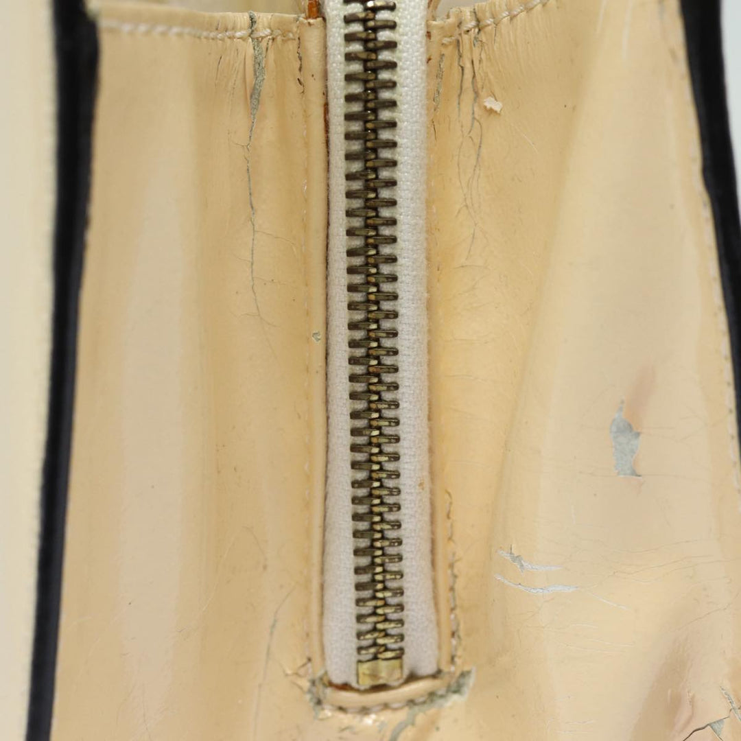 Celine Chain Shoulder Bag Enamel Beige Gold Auth 85699